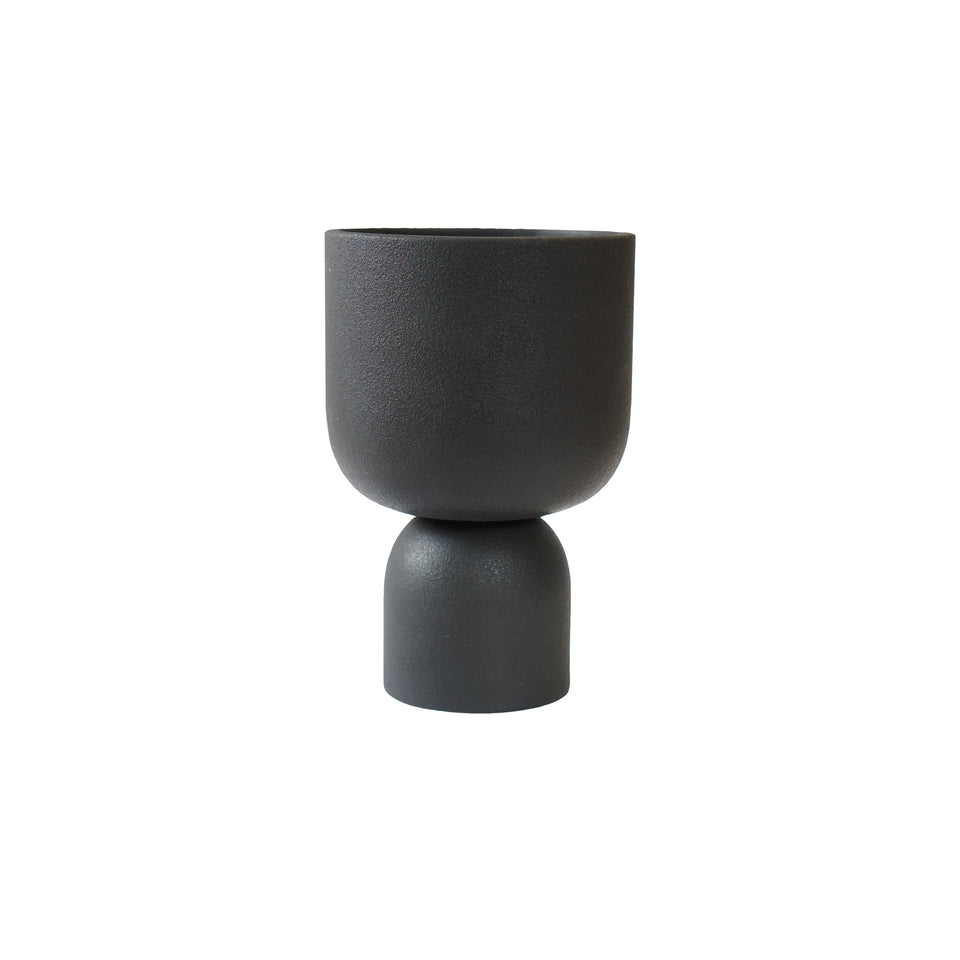 dbkd Übertopf Post, Keramik, Schwarz, S (Ø13 x H20 cm) / L (Ø18 x H20 cm)