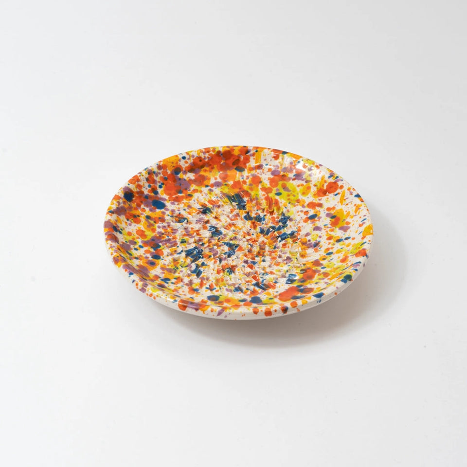 Handgemachte Reibe Dots aus Keramik, Ø12,5 x H2,5 cm, bunt gesprenkelt, Konfetti, von Alfar
